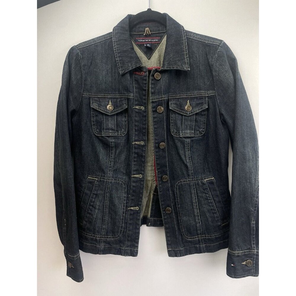 TOMMY HILFIGER Women’s Dark Denim Jean Jacket Size Small - Picture 13 of 14